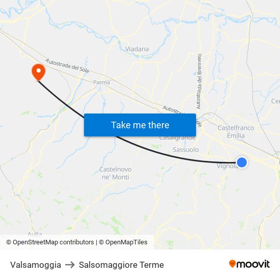 Valsamoggia to Salsomaggiore Terme map