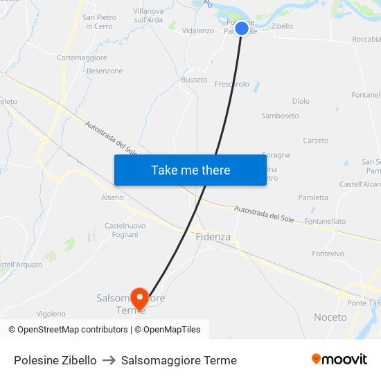 Polesine Zibello to Salsomaggiore Terme map