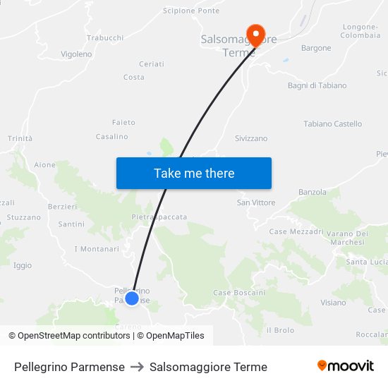 Pellegrino Parmense to Salsomaggiore Terme map