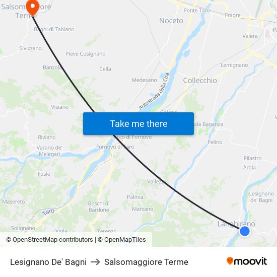 Lesignano De' Bagni to Salsomaggiore Terme map