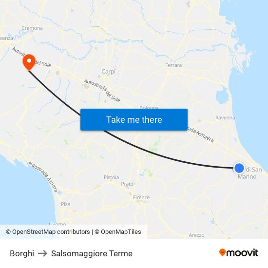 Borghi to Salsomaggiore Terme map