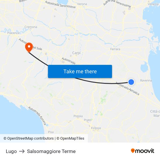 Lugo to Salsomaggiore Terme map