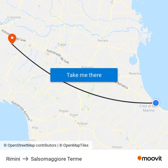 Rimini to Salsomaggiore Terme map