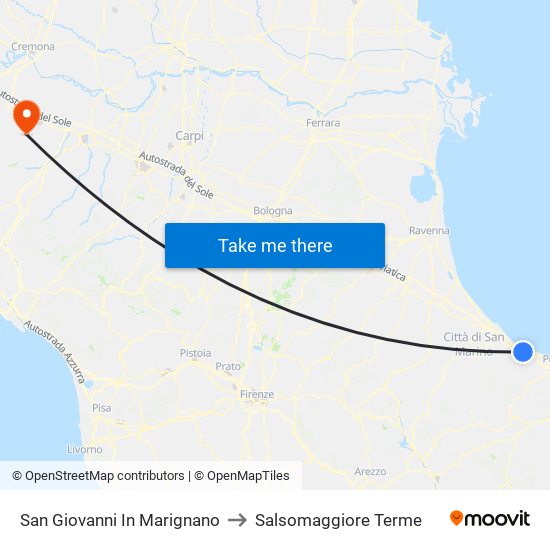 San Giovanni In Marignano to Salsomaggiore Terme map