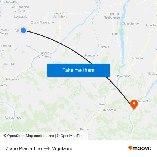 Ziano Piacentino to Vigolzone map