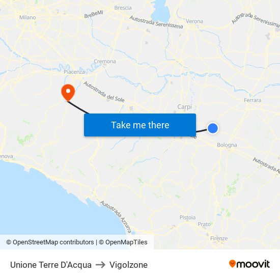 Unione Terre D'Acqua to Vigolzone map