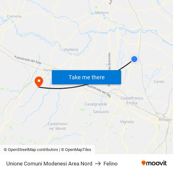 Unione Comuni Modenesi Area Nord to Felino map