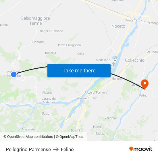 Pellegrino Parmense to Felino map