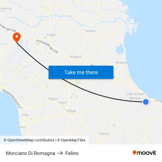 Morciano Di Romagna to Felino map