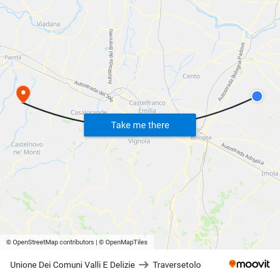 Unione Dei Comuni Valli E Delizie to Traversetolo map