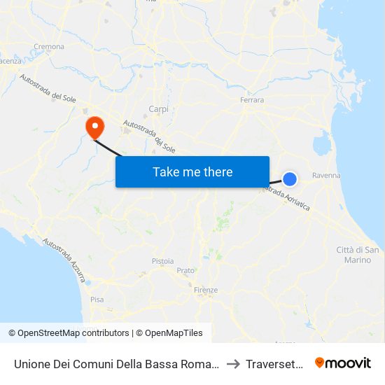 Unione Dei Comuni Della Bassa Romagna to Traversetolo map
