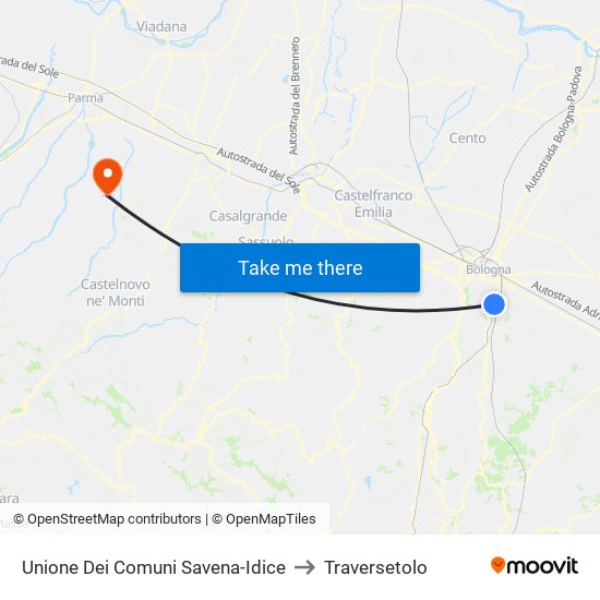Unione Dei Comuni Savena-Idice to Traversetolo map
