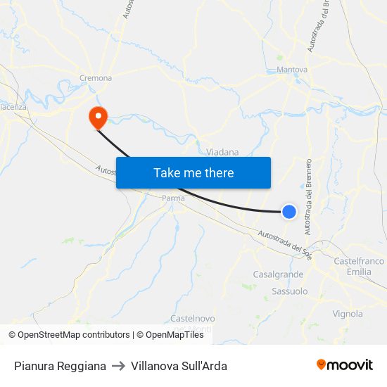Pianura Reggiana to Villanova Sull'Arda map