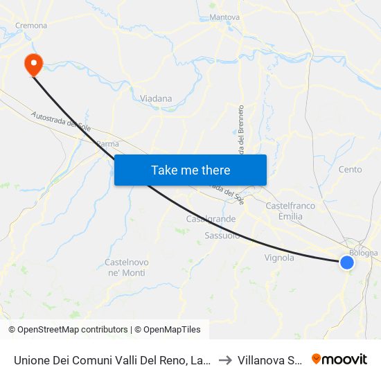 Unione Dei Comuni Valli Del Reno, Lavino E Samoggia to Villanova Sull'Arda map