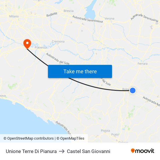 Unione Terre Di Pianura to Castel San Giovanni map
