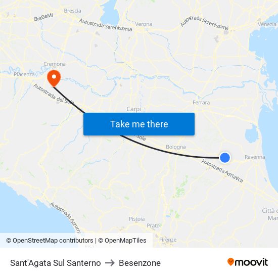Sant'Agata Sul Santerno to Besenzone map