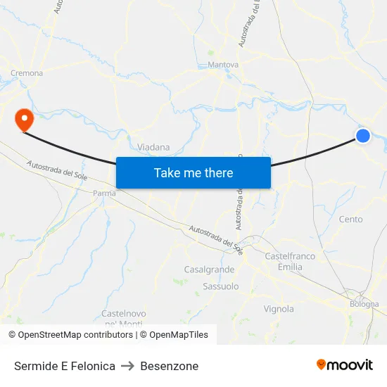 Sermide and Felonica to Besenzone map