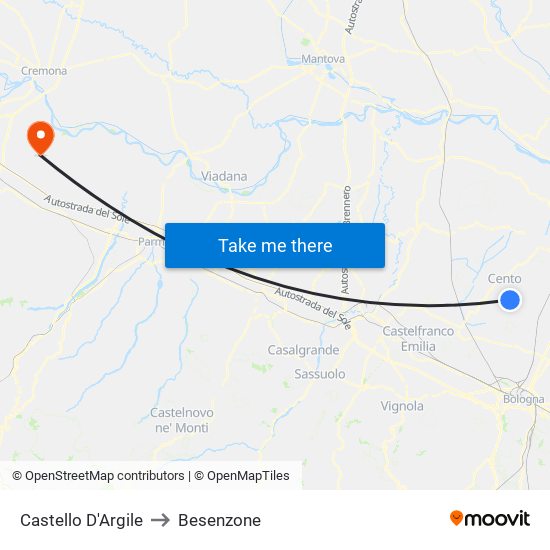Castello D'Argile to Besenzone map