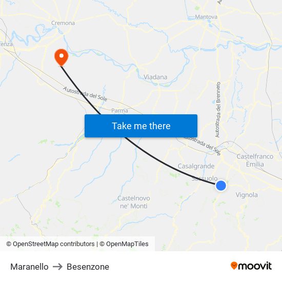 Maranello to Besenzone map