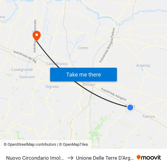 Nuovo Circondario Imolese to Unione Delle Terre D'Argine map