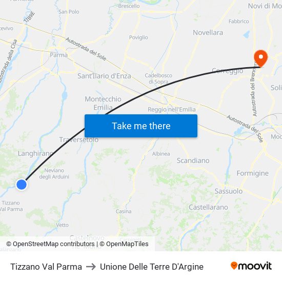 Tizzano Val Parma to Unione Delle Terre D'Argine map