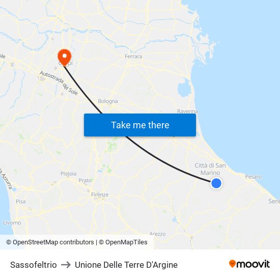 Sassofeltrio to Unione Delle Terre D'Argine map