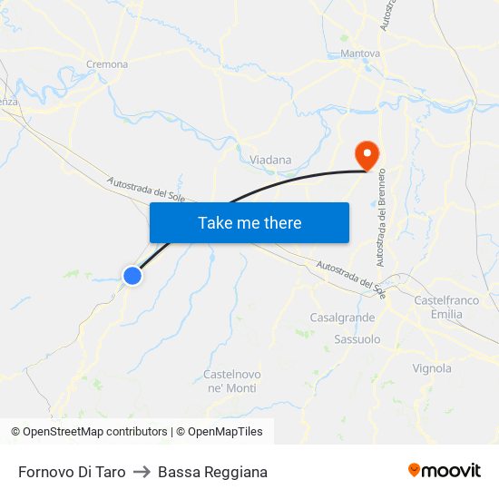 Fornovo Di Taro to Bassa Reggiana map