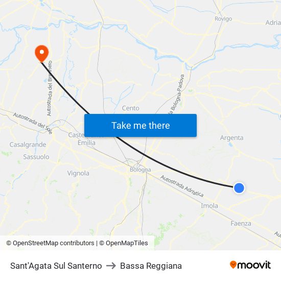 Sant'Agata Sul Santerno to Bassa Reggiana map