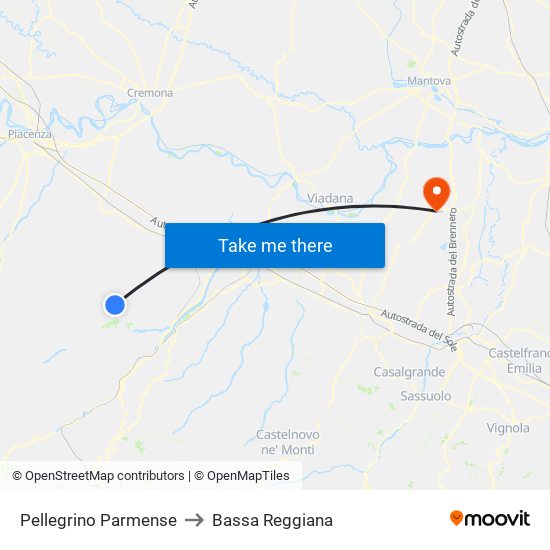 Pellegrino Parmense to Bassa Reggiana map
