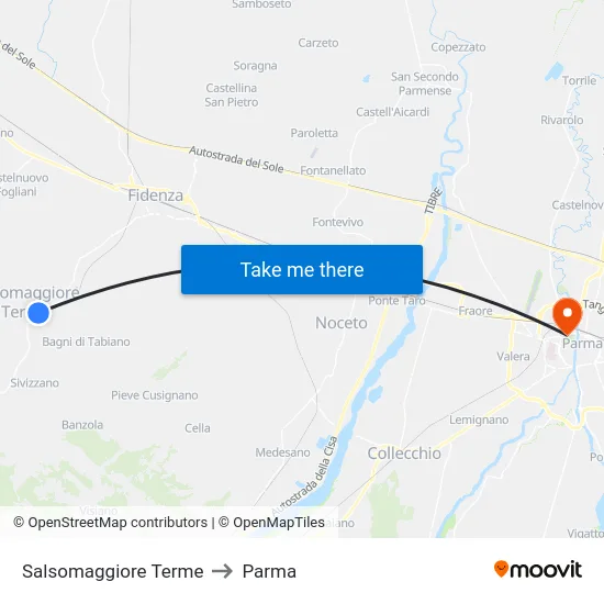 Salsomaggiore Terme to Parma map