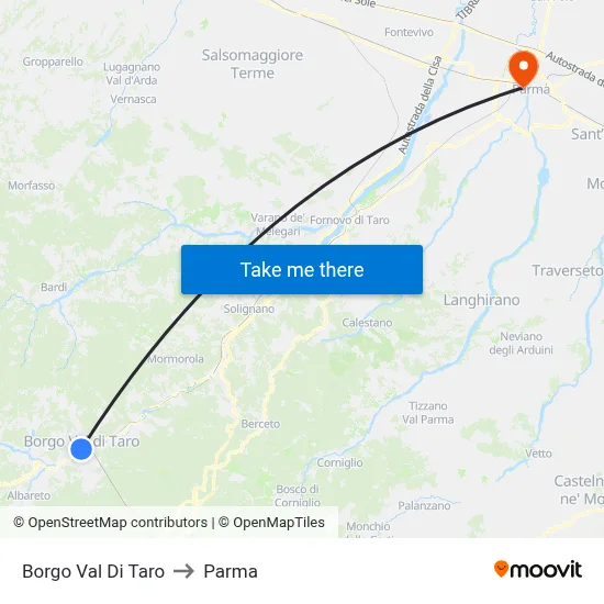 Borgo Val Di Taro to Parma map