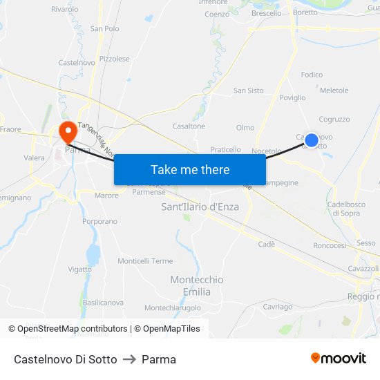 Castelnovo Di Sotto to Parma map