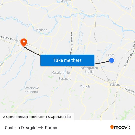 Castello D' Argile to Parma map