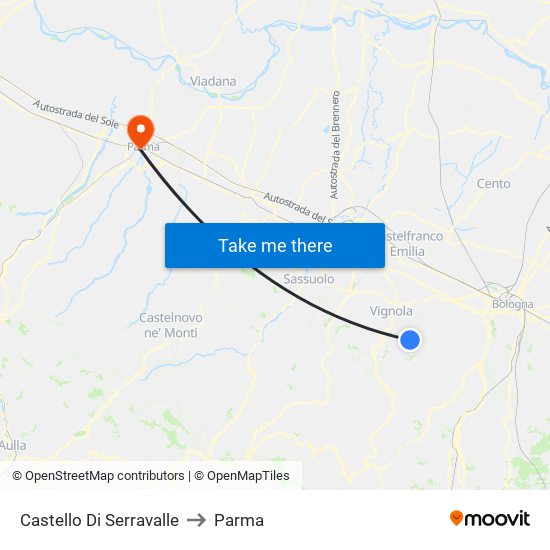 Castello Di Serravalle to Parma map