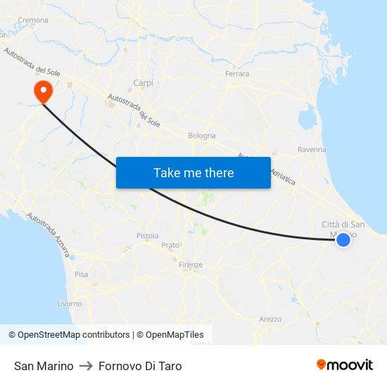 San Marino to Fornovo Di Taro map