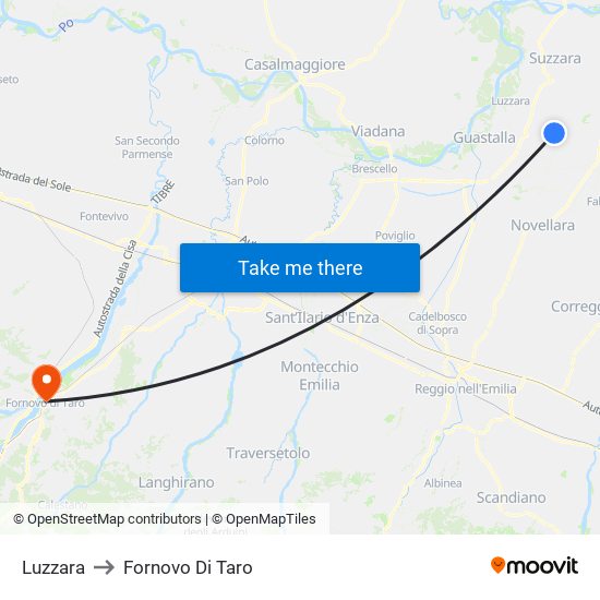 Luzzara to Fornovo Di Taro map