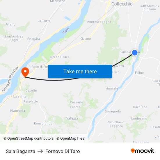 Sala Baganza to Fornovo Di Taro map