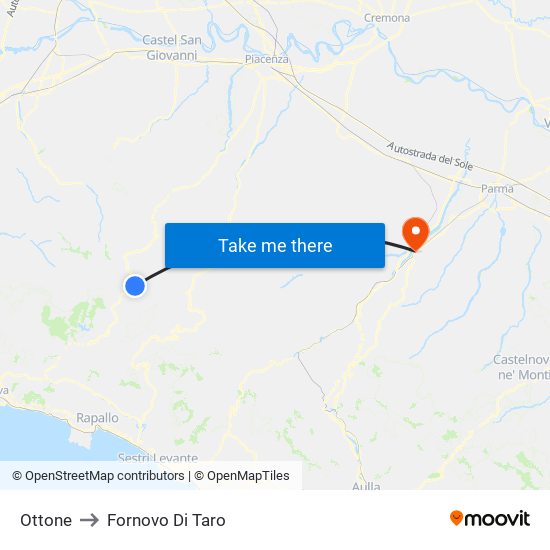 Ottone to Fornovo Di Taro map