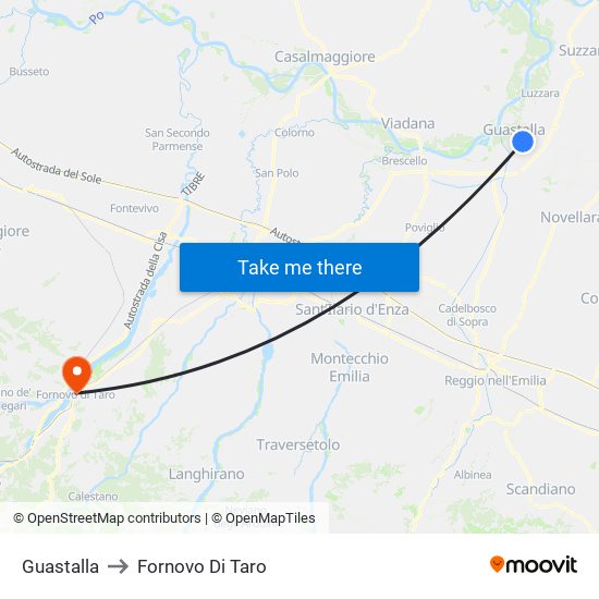 Guastalla to Fornovo Di Taro map