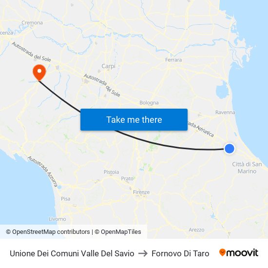 Unione Dei Comuni Valle Del Savio to Fornovo Di Taro map
