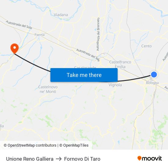 Unione Reno Galliera to Fornovo Di Taro map