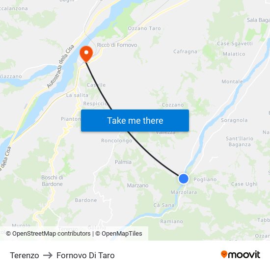 Terenzo to Fornovo Di Taro map