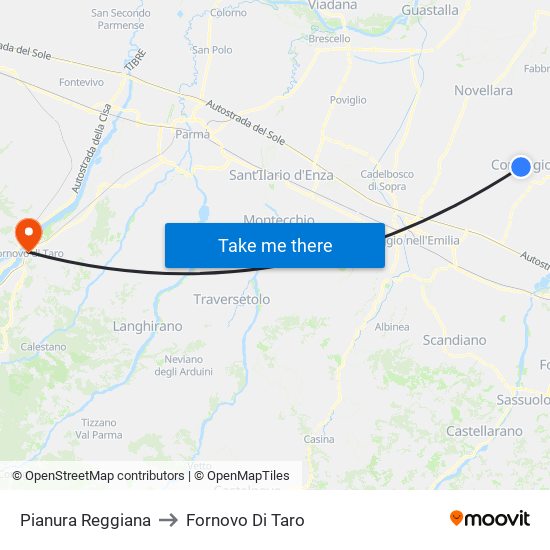 Pianura Reggiana to Fornovo Di Taro map