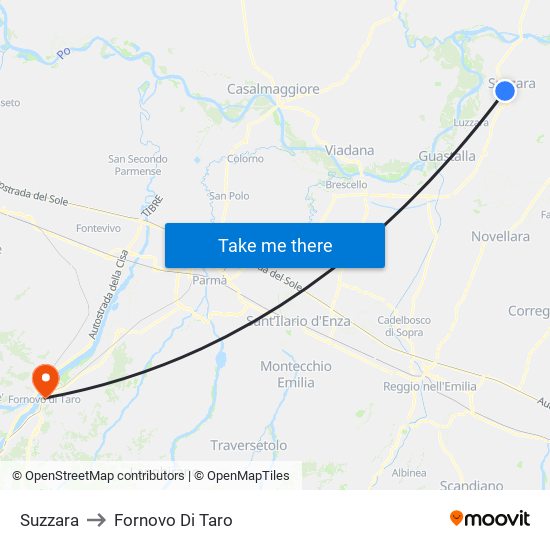 Suzzara to Fornovo Di Taro map