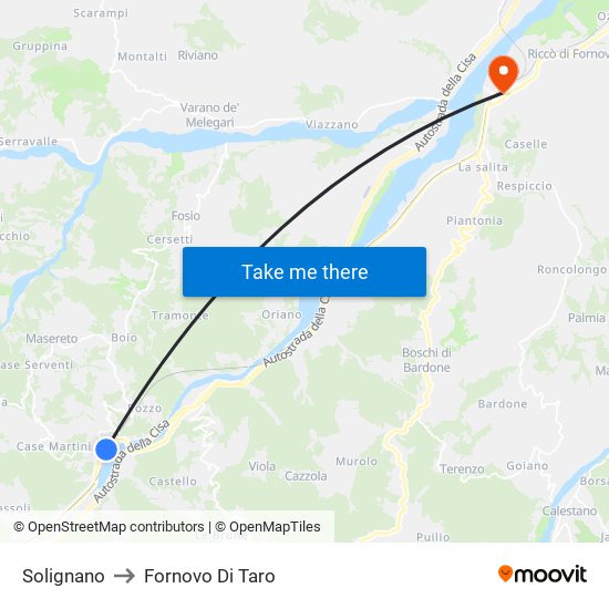 Solignano to Fornovo Di Taro map