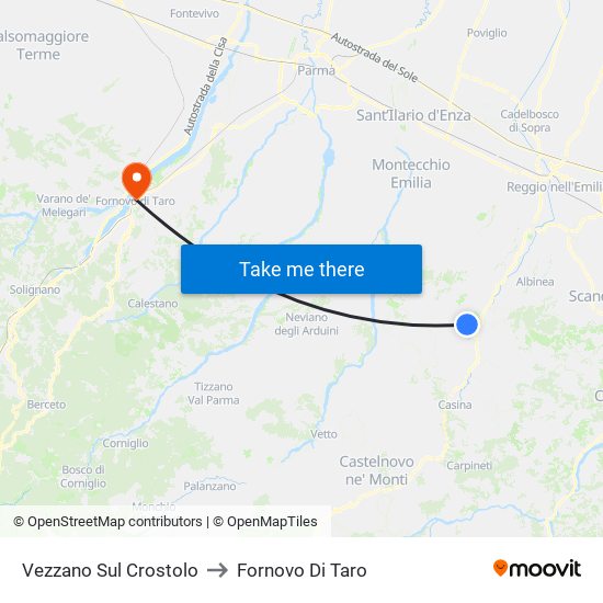 Vezzano Sul Crostolo to Fornovo Di Taro map