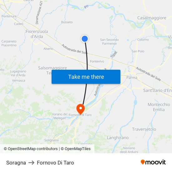 Soragna to Fornovo Di Taro map