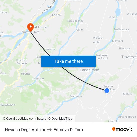 Neviano Degli Arduini to Fornovo Di Taro map