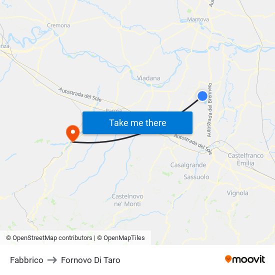 Fabbrico to Fornovo Di Taro map