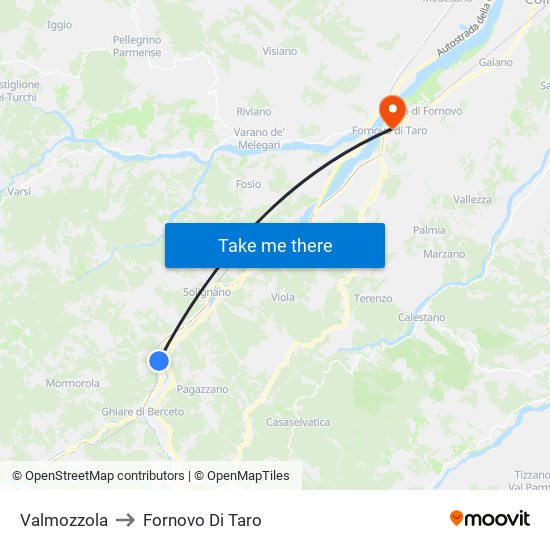 Valmozzola to Fornovo Di Taro map